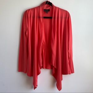 SALE: Dana Buchman Women's Open Front Lightweight Cardigan Coral Asymmetrical